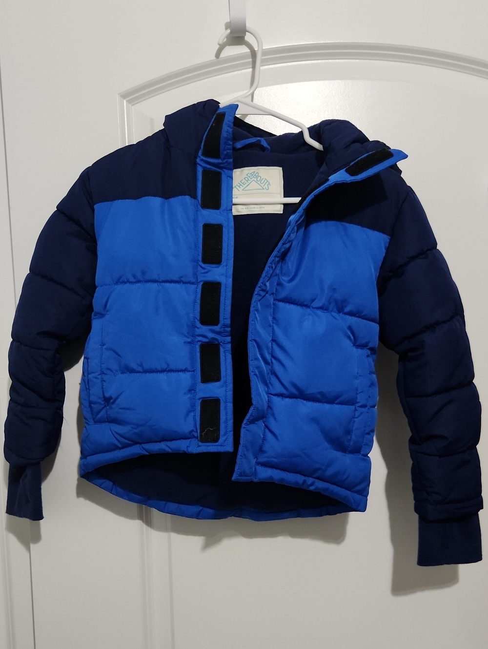 Kids Two-Tone Blue Hooded Puffer Jacket